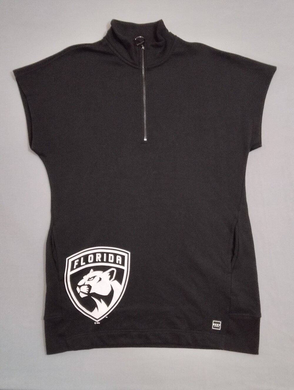 Women's Florida Panthers NHL DKNY Sport Black Quarter Zip Sweater Sneaker Dress